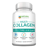 Multi Collagen 180 Protein Capsules - Type I, II, III, V, X Collagen Pills - Proprietary Blend of Eggshell, Chicken, Wild Fish & Grass-Fed Beef Collagen Peptides - 2025mg per serv