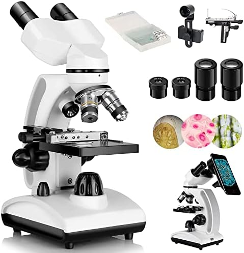 6000/10000/15000X Binocular Microscope for Adults,with Dual LED Illumination Storage Bag Microscope Slides Phone Adapter, The for Friends&Family,6000X