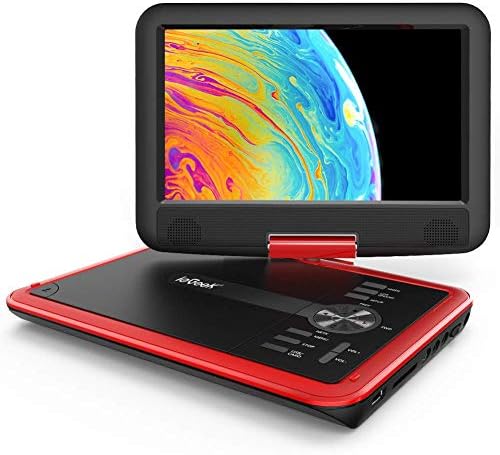 ieGeek 11.5" Portable DVD Player for Kids and Car, 9.5" Eye-Protective Screen with 5 Hours Rechargeable Battery, Support Sync TV/USB/SD Card and Multiple Disc Formats, Regions Free - Red