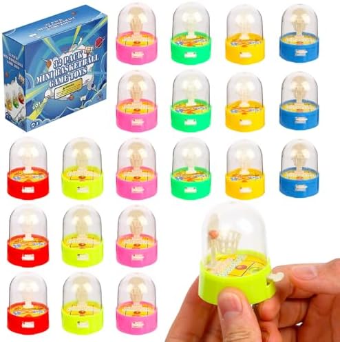 32 Pack Mini Finger Basketball Toys, Fun Handheld Basketball Shooting Games Desktop Fidget Game, Party Favors Decorations Classroom Rewards Carnival Prizes for Kids