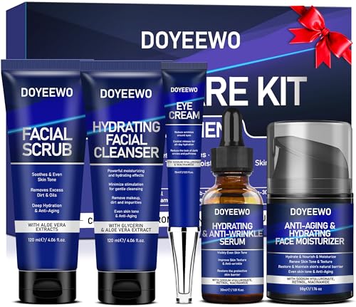 Skin Care for Men,Professional Mens Skin Care Set for Hydrating,Anti-Aging & Wrinkle Facial Skin Care Routine Kit,Christmas Birthday Fathers Day Valentines Day Gifts for Men Him Dad Boyfriend Husband