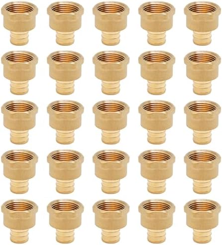 SUNGATOR 25-Pack 3/4" Pex Female Adapter, 3/4" PEX to 3/4" NPT, No Lead Brass, ASTM F1807