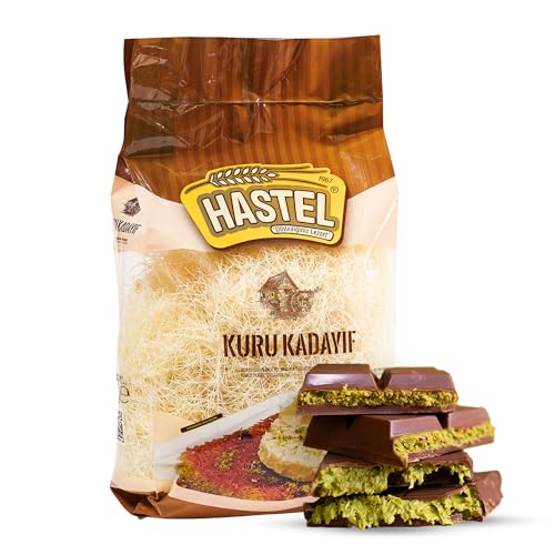 HASTEL Premium Dried Kataifi Shredded Fillo Dough 1.1 lb (500 gr) Perfect for Viral Dubai Chocolate Bar Pistachio Kunafa Knafeh Phyllo Dough for Pastries Milky Desserts Pastry Kadayif Crispy Noodles