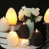 Wondise Pine Cone Flameless Flickering Candles with Remote and Timer, Set of 2 Battery Operated LED Candles Real Wax Christmas Home Decoration Candle(3.5 x 4.7 Inches, White)