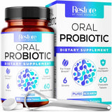 Oral Probiotics & Tongue Scraper for Bad Breath Support, Oral Health Maintenance, Fresh Breath Aid - 6 Probiotic Strains W/BLIS M18 - Supportive Oral Probiotic - 60 Chewable Tablets - Mint Flavored