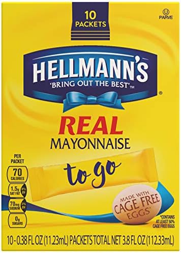 Hellmann's Real Mayonnaise, To Go, 0.38 Fl Oz each, 10 Count (Pack of 1)