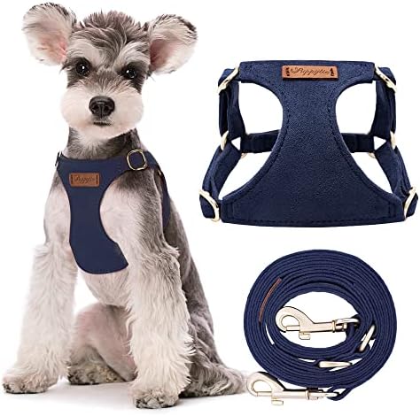 Puppytie No Pull Small Dog Harness with Multifunction Dog Leash,Lightweight Soft Adjustable No Choke Escape Proof Pet Harness Vest Pet Harness Vest,Navy,S