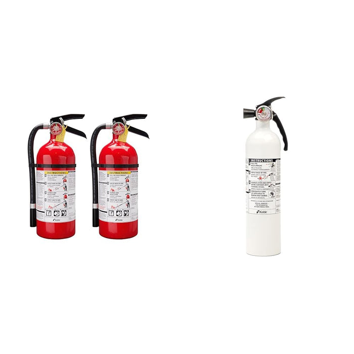 Kidde Pro 210 2A:10-B:C Fire Extinguisher, Rechargeable, Multi-Purpose for Home & Office, 4 lbs. & Kitchen Fire Extinguisher, Home Use for Grease Fires, 3.9 Lbs., Wall Mount Included, White