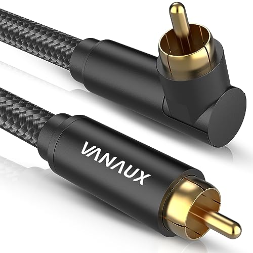 90 Degree RCA Cable Subwoofer Cable Male to Male Digital Coaxial Audio Cable for Home Theater, Sound Bar, TV, PS4, Xbox,and More,Black (90 Degree to Straight, 9.8ft/3m)