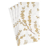 Caspari Berry Branches Paper Guest Towel Napkins in White & Gold - Two Packs of 15