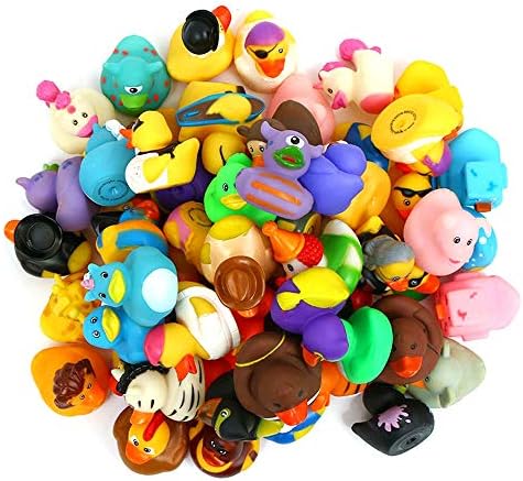 XY-WQ 25 Pack Rubber Duck for Jeeps Ducking - 2.3 Inch Bulk Floater Duck for Kids - Baby Bath Toy Assortment - Party Favors, Birthdays, Bath Time, and More (25 Varieties)