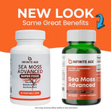 INFINITE AGE: 1250mg Sea Moss Advanced Superfood - High-Potency, Vegan, Made in The USA - Irish Sea Moss, Bladderwrack, Burdock Root - Overall Health, Immunity Support, 60 Sea Moss Capsules