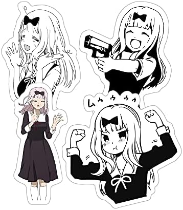 Alexiss Kaguya Sama Love is War Chika Fujiwara Fortune Teller Girl Chika Cute Sticker for Phone, Laptop, Skateboard, Car Multicolor Pack 4 Pcs Size 3inch