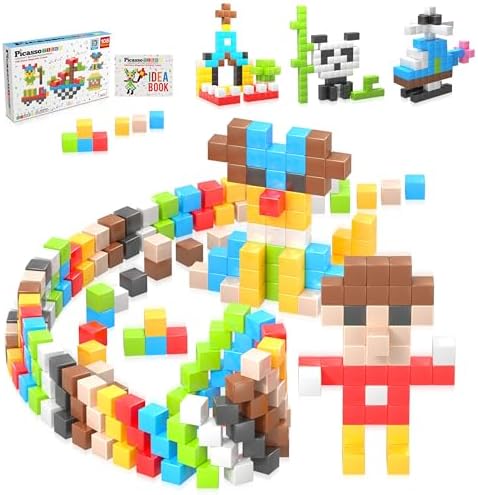 Picasso Cubes 1” Magnetic Puzzle Cubes 108 Piece Magnet Construction Building Block Set Sensory Toy Early Education STEM Learning, Free Ideabook with 50 Ideas, Children Age 3+ Boy Girl PMC108