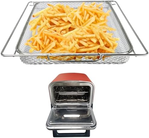 Air Fryer Basket for Ninja Woodfire Outdoor Pizza Oven,BBQCuker 13.4“ x 13“ Stainless Steel Mesh Basket for Pizza Oven, Air Fryer Basket Replacement, Dishwasher Safe, Silver, 2024052702