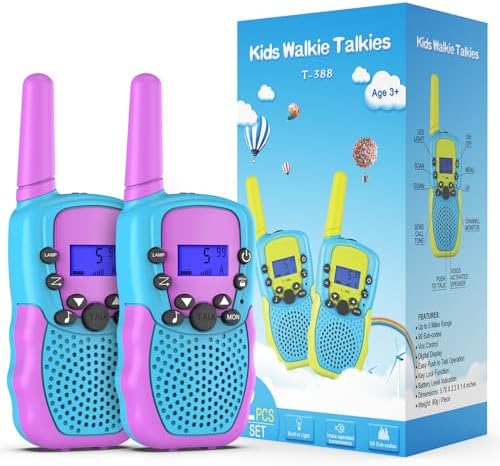 Selieve Toys for 3-14 Year Old Children's, Walkie Talkies for Kids 22 Channels 2 Way Radio Toy with Backlit LCD Flashlight, 3 Miles Range for Outside, Camping, Hiking Purple