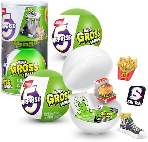 5 Surprise Mega Gross Minis by ZURU Boys Mystery Collectible Minis Brands Parody, Toys for Boys and Girls 3+, Halloween Toy