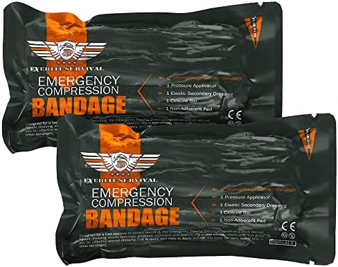 EVERLIT Israeli 6 Inch Emergency Bandage Compression Trauma Pressure Wound Dressing Sterile Vacuum-Sealed Packaging for Bleeding Control, Medical Trauma Kit, Gun Shot, First Aid IFAK