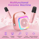 Mini Karaoke Machine for Kids, Portable Bluetooth Speaker with 2 Wireless Microphones, Toys Gifts for Girls Ages 4, 5, 6, 7, 8, 9, 10, 11, 12+ Year Old Birthday Gift Parties Christmas (Pink 2 Mics)