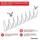 Bird B Gone - Pre-Assembled EnviroSpike Stainless Steel Anti Bird Spikes (24') - UV-Stabilized Polycarbonate Base - Humane Deterrent - Stops Pigeons & Birds from Roosting On Rooftops, Ledges, Fences