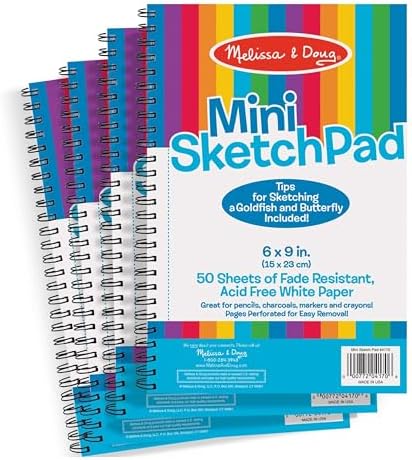 Melissa & Doug Mini-Sketch Spiral-Bound Pad (6 x 9 inches) - 4-Pack