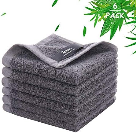 Wash Cloths 6 Pack, Super Soft and Skin Friendly Face Towel for Sensitive Skin, Reusable Washable Makeup Remover Cloth, 10x10 inch Small Face Washcloth, Easy to Rinse Dark Grey Facial Cleaning Cloths