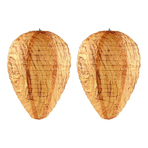 2 Pack Fabric Wasp Nest Decoy Outdoor Garden Hanging Wasps Deterrent Fake Wasp Repellent for Home Hornets Wasps Yellow Jackets Waterproof