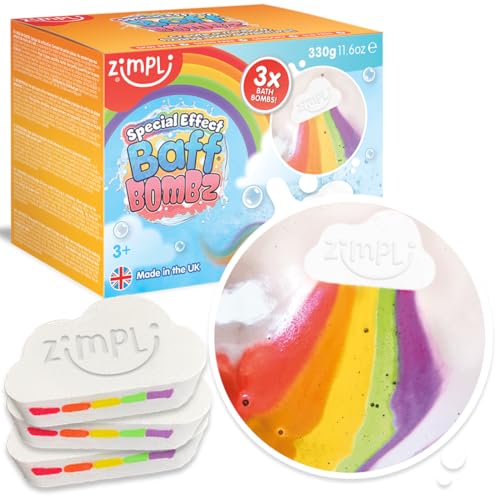 3 x Large Cloud Rainbow Bath Bombs from, Special Effect Bath Bombs for Children, Handmade Bubble Bath Fizzies Gift Set, Organic Moisturising Vegan Friendly and Cruelty Free
