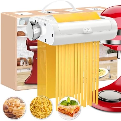 Pasta Maker Attachment for KitchenAid Stand Mixers 3 in 1 Pasta Machine Includes Pasta Sheet Roller, Spaghetti & Fettuccine Cutters, with Cleaning Brush - Premium Accessories for Homemade Pasta