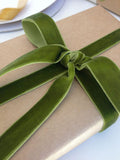 Olive Green Velvet Ribbon 1'' 25 Yards for Christmas Tree, Gift Wrapping, Flower Bouquet, Wreath Decorations, Bow Making