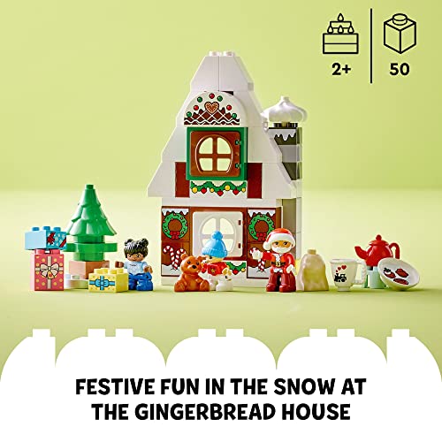 LEGO DUPLO Santa's Gingerbread House Building Set, Christmas Toy for 2 Year Old Boys and Girls, Includes Santa Claus Figure, Stocking Filler Idea, Great Gift for Toddlers, 10976