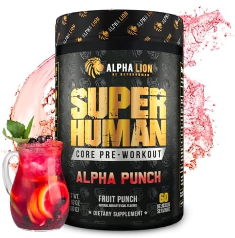 ALPHA LION Core Pre Workout Powder with Creatine for Performance, Beta Alanine for Muscle, L-Citrulline for Pump & Tri-Source Caffeine for Sustained Energy (60 Servings, Alpha Punch Flavor)
