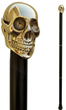 Vintage Brass Skull Walking Cane for Men and Women Black Wooden Walking Stick Antique Victorian Style Fancy Cane