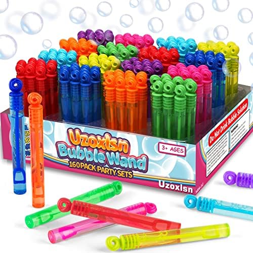 160 Pcs 8 Colors Mini Bubble Wand Bulk Assortment for Kid, Party Favors Toy for Carnival Prizes, Pinata Gift Bag Stuffer for Child Girl Boy Toddler, Birthday Wedding Valentines Activities