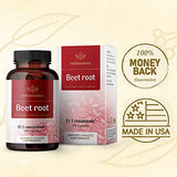 HERBAMAMA Beet Root Capsules - Organic Beetroot Extract Pills - High-Potency 21:1 Concentrate - Beet Root Powder Supplements - 100 Extra Strength Caps