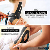 (135 Feet) Bulk Kinesiology Tape Waterproof Roll Sports Therapy Support for Knee, Muscle, Wrist, Shoulder, Back/Original Uncut Premium Therapeutic Elastic & Hypoallergenic Cotton - (Black)