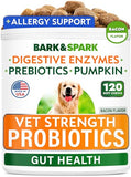 Bark&Spark Vet Strength Dog Probiotics Chews & Digestive Enzymes for Allergies Itchy Skin - Dogs Digestive Health - Gas, Diarrhea, Constipation Relief Pills - Prebiotics for Dogs Gut Health (120 Ct)