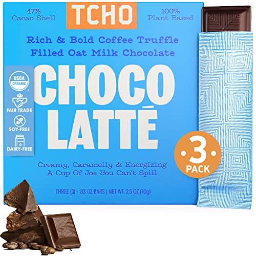 TCHO Choco Latte 47% Oat Milk Chocolate Bars (3 pack) | Plant Based, Organic & Fair Trade, | Non GMO, Non-Dairy, Vegan, Soy Free (2.5oz each)