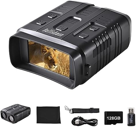 Night Vision Binoculars 4K Night Vision Goggles 1640FT 10X Optical Zoom Rechargeable with 3'' Screen and 128GB TF Card for Adults Bird Watching, Hunting, Photo, Video