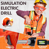 JOYIN 19Pcs Kids Tool Set, Pretend Play Toddler Tool Toys with Construction Worker Hat Costume & Electronic Toy Drill for Boy Girl Halloween Christmas Birthday Gift Dress Up Party