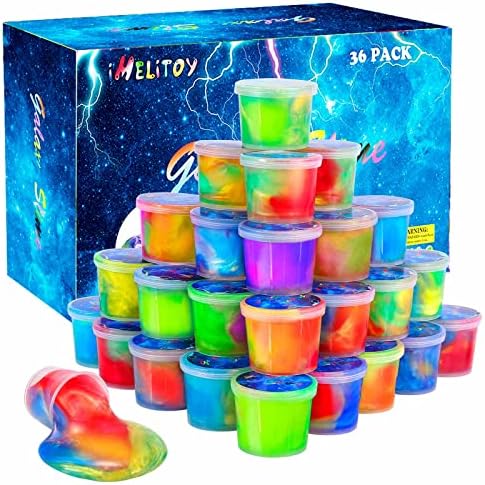 Galaxy Slime Kit for Girls Boys, 36 Pack Mini Slime Party Favors for Kids, Pretty Stretchy & Non-Sticky Slime Pack, Valentine Party Favors for Kids Goodie Bag Stuffers
