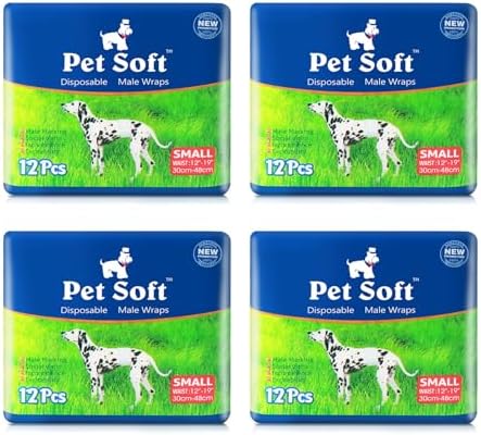 Pet Soft Disposable Male Dog Wraps - Dog Diapers for Male Dogs, Puppy Diapers 48pcs Small