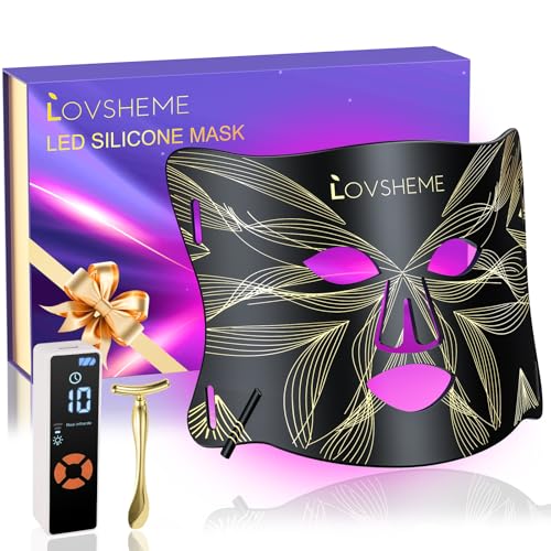 Red Light Therapy for Face, LED Face Mask Light Therapy, Red Light Therapy Mask for Acne, Wrinkles and Skin Rejuvenation, 320 LEDs, 3 Modes, 10-Min Auto Off, Eye Protection Included