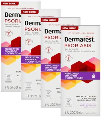 Dermarest Medicated Shampoo Plus Conditioner for Psoriasis, 8 fl oz (4 Pack)