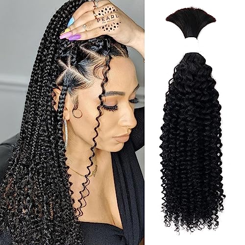 Human Braiding Hair 100g One Bundle/Pack 18 Inch Natural Black Curly Human Hair for Braiding No Weft 100% Unprocessed Brazilian Remy Human Hair for Boho Braids Wet and Wavy