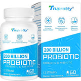 200 Billion Cfus 12 Strains Probiotics - Probiotics for Women Men, Daily Probiotic Supplement with 3 Prebiotic, for Support Immune, Gut Digestive Health, Shelf Stable, 60 Capsules (60-Days Supply)