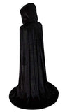 Full Length Hooded Velvet Cloak Halloween Christmas Fancy Cape Costumes Black