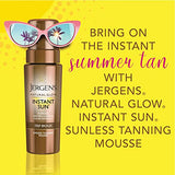 Jergens Natural Glow Instant Sun Body Mousse, Self Tanner for Deep Bronze Tan, Sunless Tanning Body Bronzer, Natural Looking Fake Tan, 6 Oz