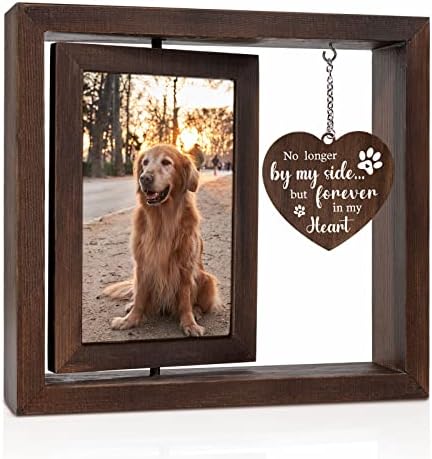 Jigfoxy Pet Memorial Gifts for Dogs Cats - Rotating Wooden Picture Frame for 4x6 Photo - Dog Memorial Gifts for Loss of Dog - Loss of Dog Sympathy Gift - Dog Bereavement Remembrance Picture Frame