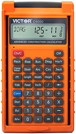Victor C6000 Advanced Construction Calculator with Protective Case Displays in Fractional or Dimensional Forms Perfect for Carpenters, Renovators,Builders, Contractors, Estimators